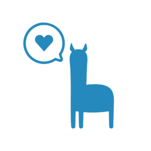 Llama with a heart speech bubble
