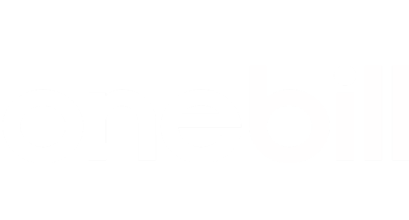OneBill logo in white on a dark background, representing billing solutions