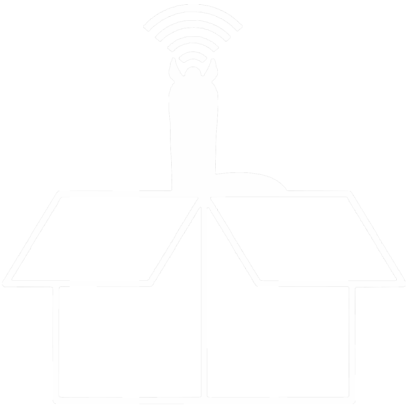 ** Icon of a cat on a box with wireless signal, symbolizing smart pet products.