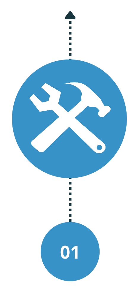 ** Icon of tools including a wrench and hammer, numbered 01.