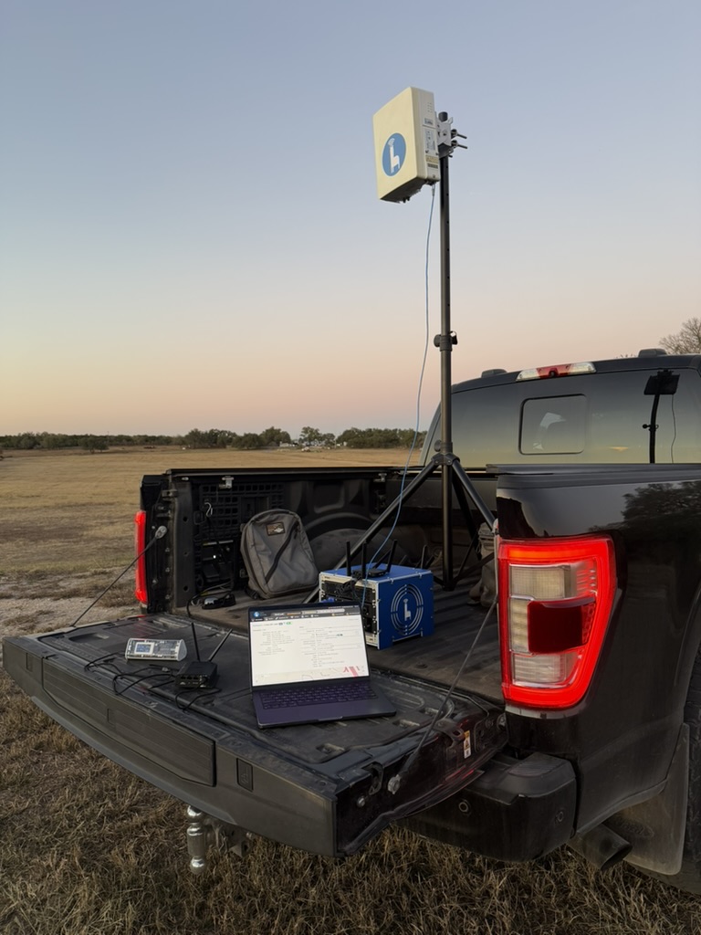 Cellular broadcast tower in a pickup truck